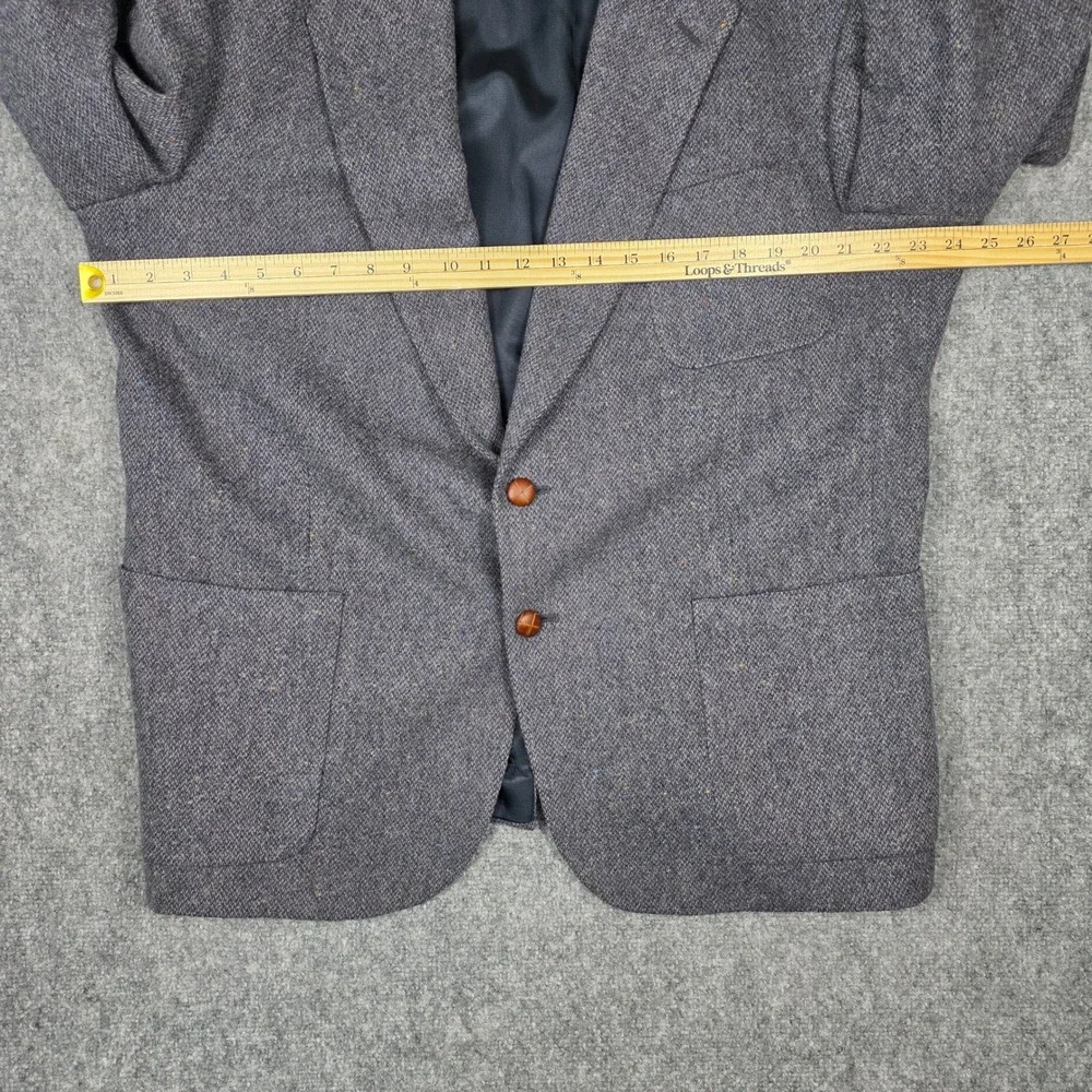 Stafford Blazer Mens 48R Grey‎ Lambswool Donegal Flecked Tweed Elbow Patches USA